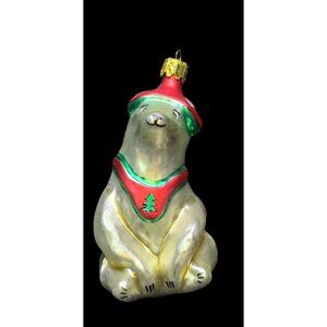 Vintage Polar Bear Glass Christmas Ornament by Christborn Made in Germany